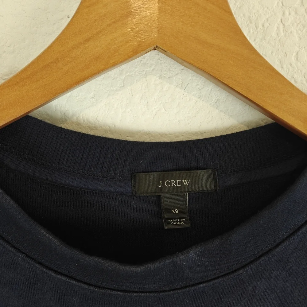 J.Crew Sequin Hem Sweatshirt XS | Navy Crewneck Embellished Casual Glam Pullover